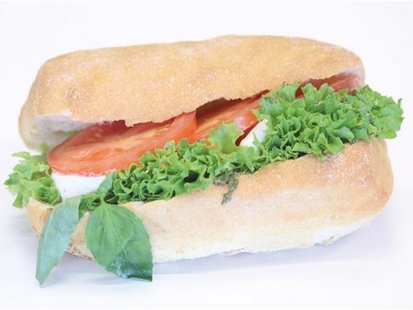 Ciabatta buffelmozzarella, pesto, tomaat